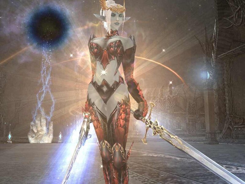 Elf Warrior with Swords — White