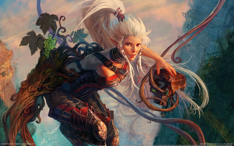 Elf Warrior with Vine Creature — White, Dramatic, Afternoon