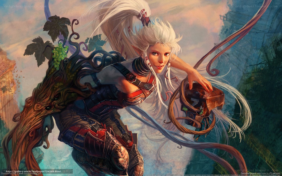elf warrior with vine staff