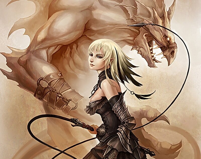 elf warrior with whip