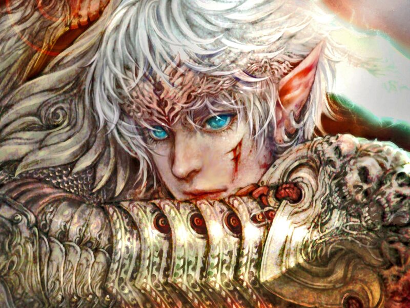 Elf Warrior with White Hair — Dramatic