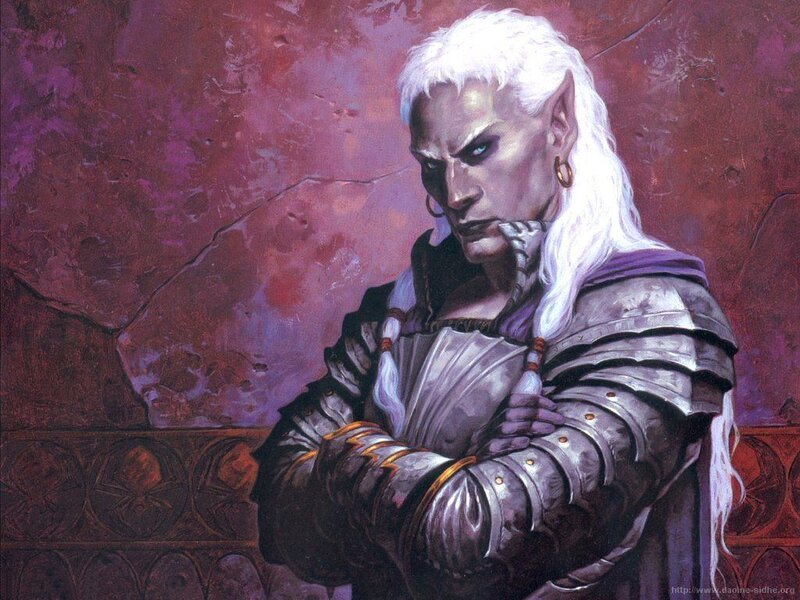 Elf Warrior with White Hair — Purple, Dramatic