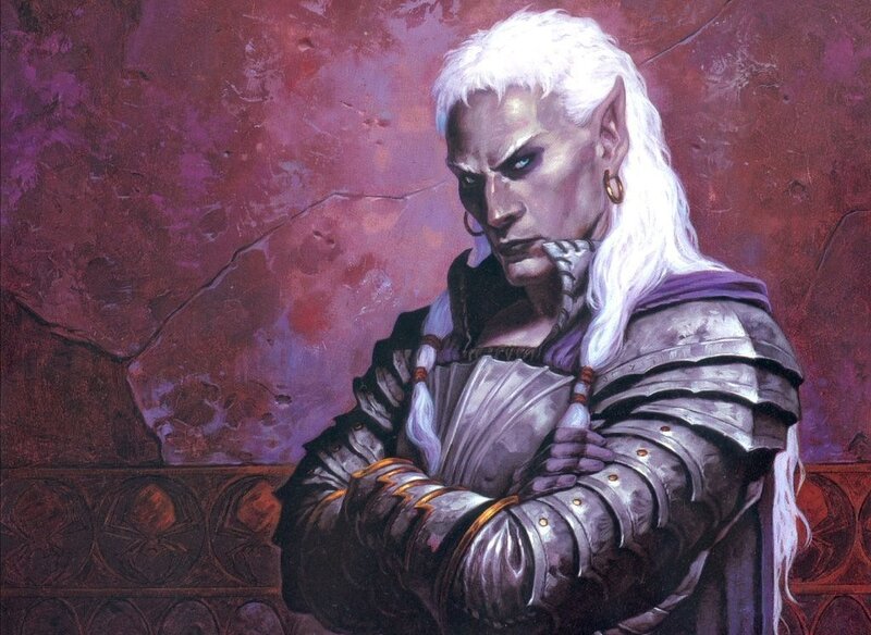 Elf Warrior with White Hair — Purple