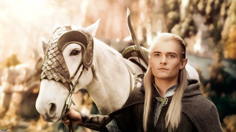 Elf Warrior with White Horse — Dramatic