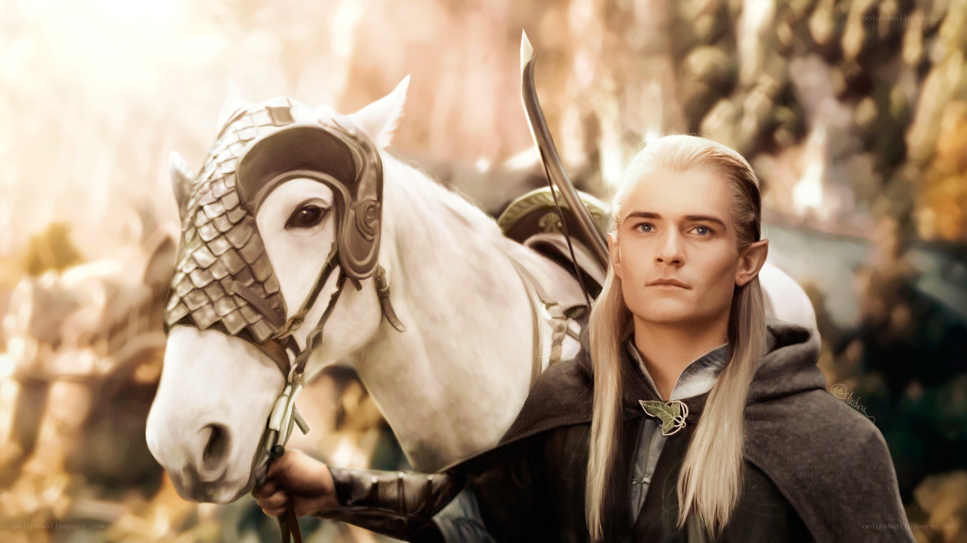 elf warrior with white horse