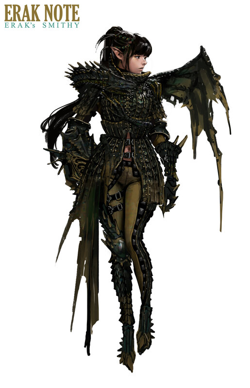 Elf Warrior with Wings — Black, Dramatic, Digital Art, Armor