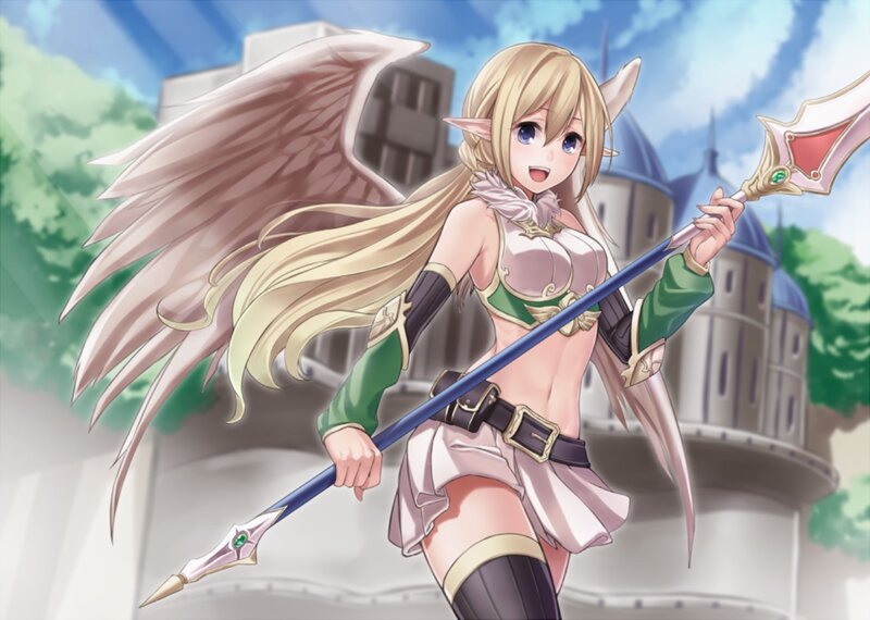 Elf Warrior with Wings — Blue, Bright