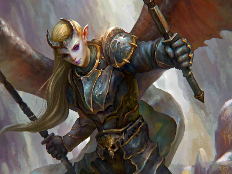 Elf Warrior with Wings — Gray