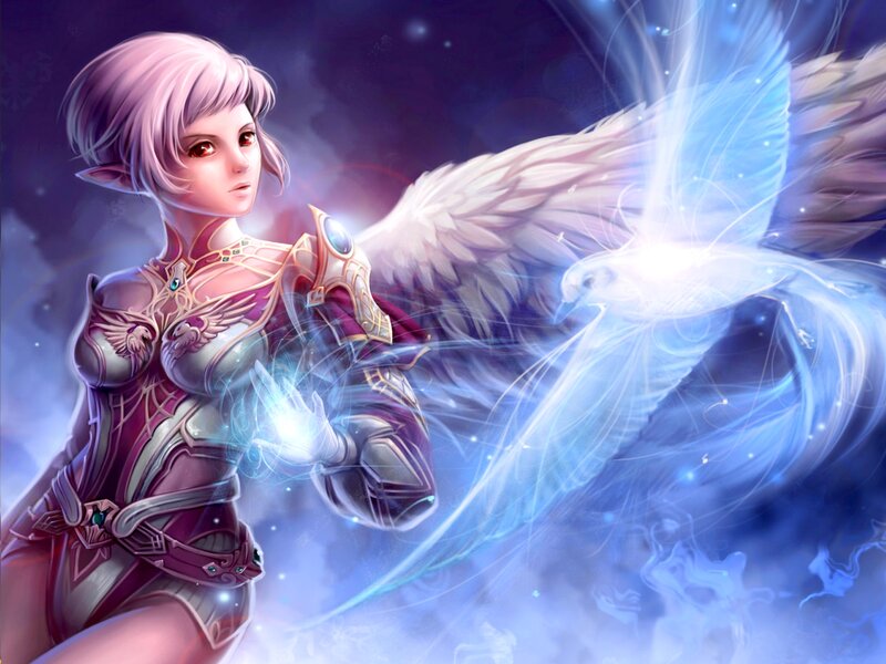 Elf Warrior with Wings — Purple
