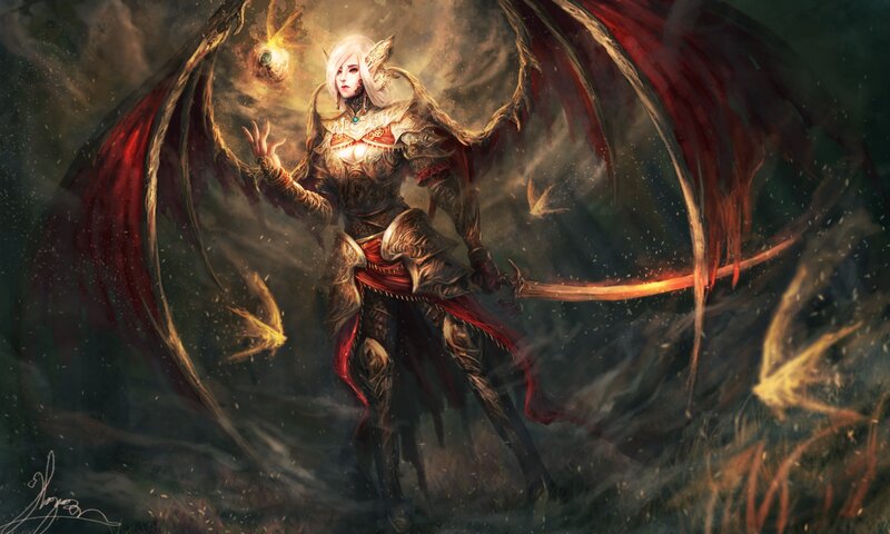 Elf Warrior with Wings — Red