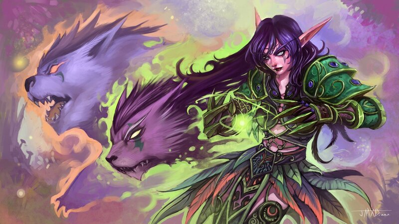 elf warrior with wolf spirits