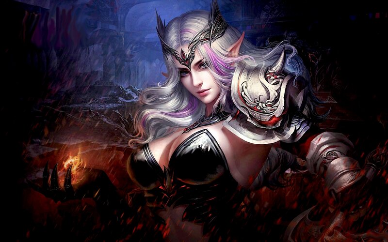 Elf Warrior Woman — Black, Dramatic, Night, Digital Art