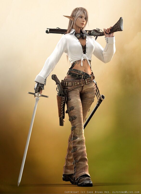 Elf Warrior Woman — Brown, Confident