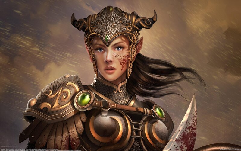Elf Warrior Woman — Brown, Dramatic, Digital Art, Armor