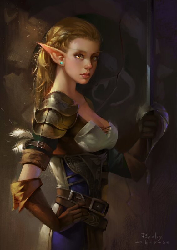 Elf Warrior Woman — Brown, Dramatic, Night
