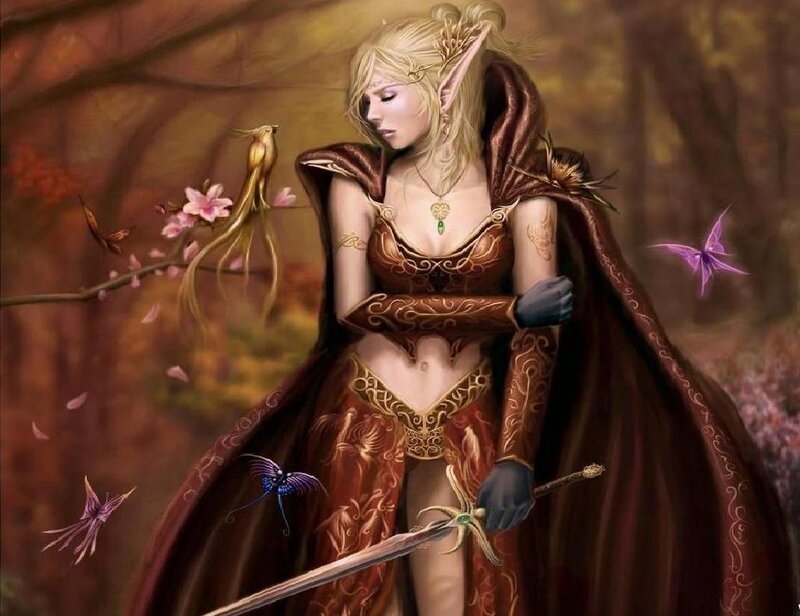 Elf Warrior Woman — Brown, Serene