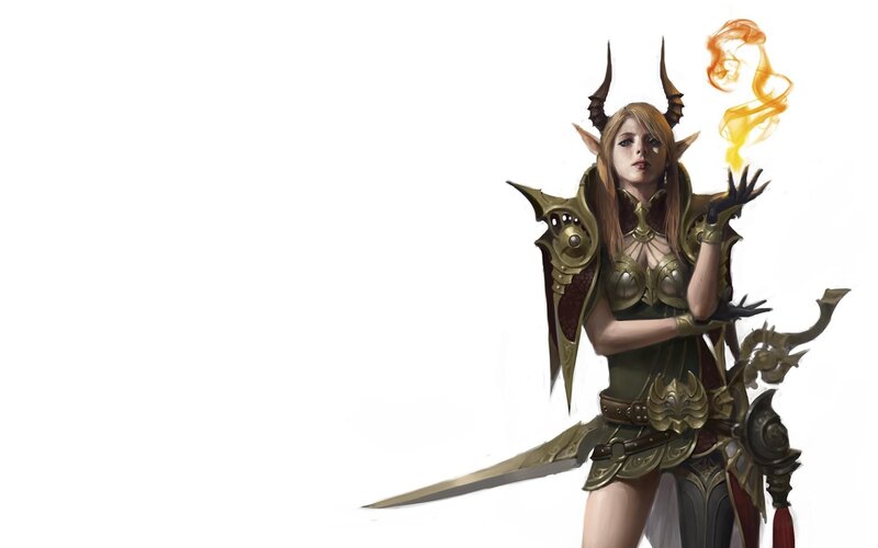 Elf Warrior Woman — Gold, Dramatic, Digital Art