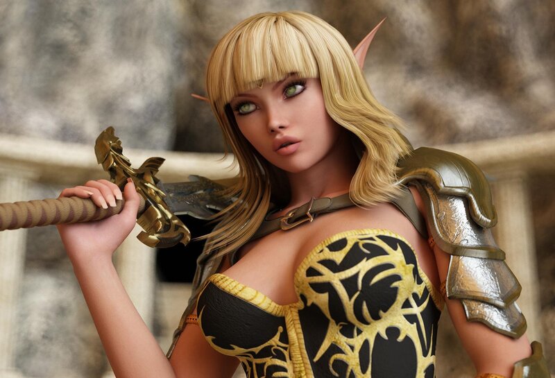 Elf Warrior Woman — Gold
