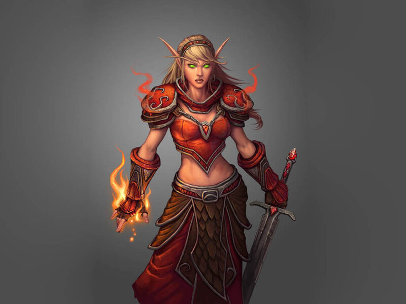 Elf Warrior Woman — Red