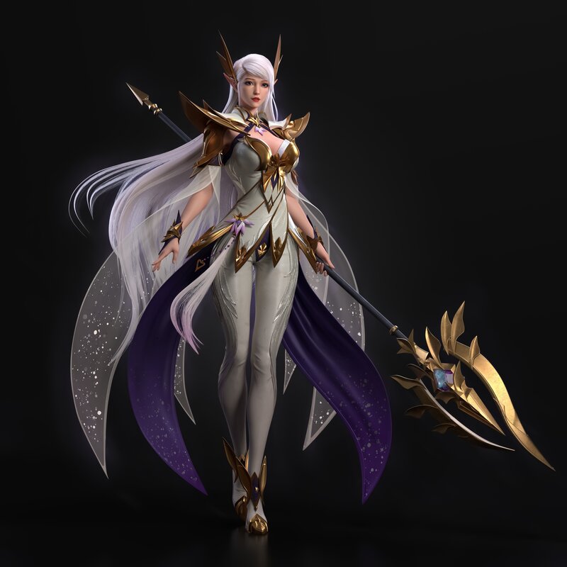 Elf Warrior Woman — White, Dramatic, 3d Render