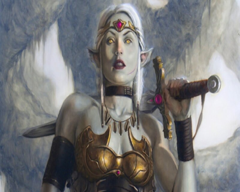 Elf Warrior Woman — White, Dramatic