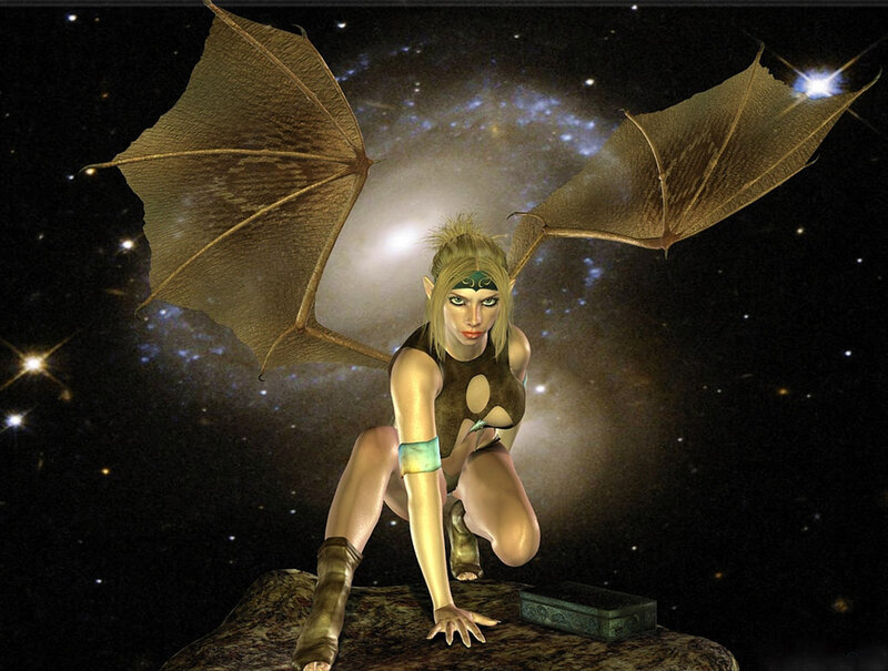 Elf with Bat Wings — Black