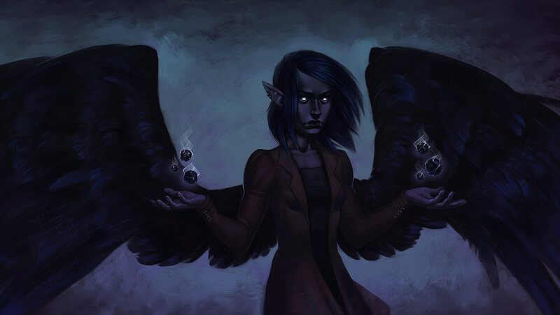 Elf with Black Wings — Blue