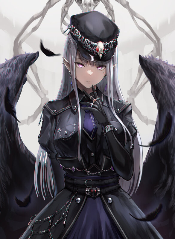 Elf with Black Wings — Dramatic, Anime, Hat