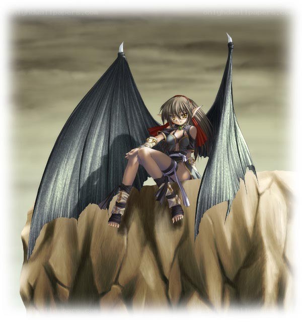 elf with black wings on cliff