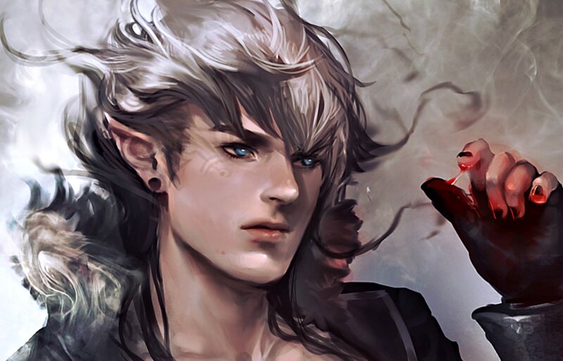 Elf with Bloodied Hand — White