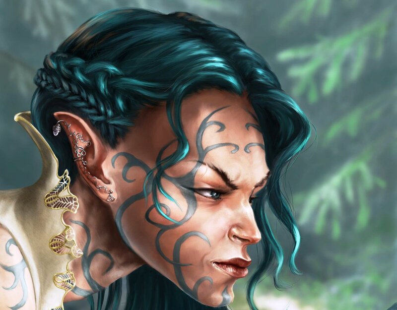 Elf with Blue Hair — Serious