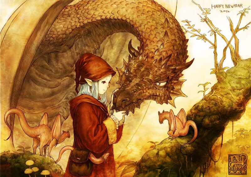 Elf with Dragon — Brown