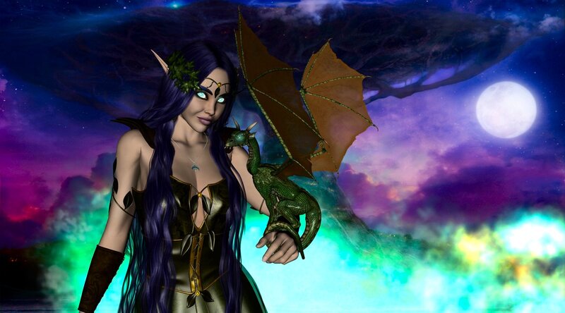 elf with dragon companion