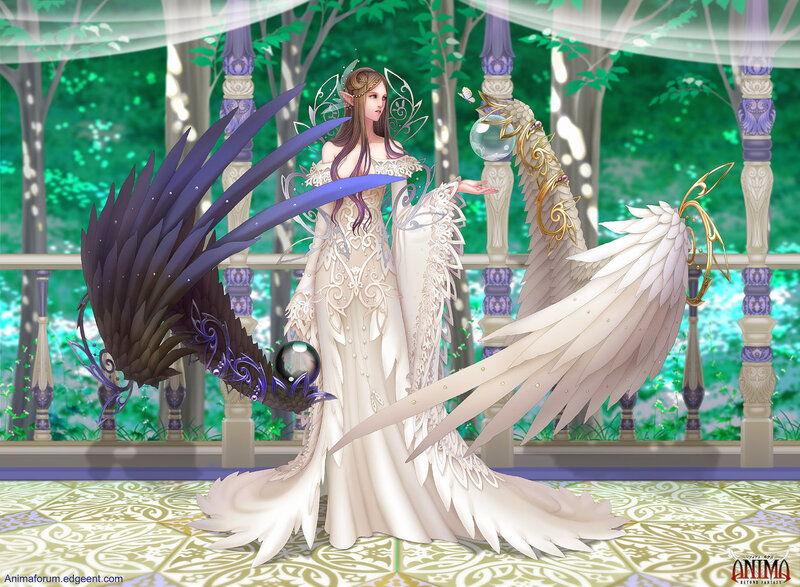 elf with dual wings in garden