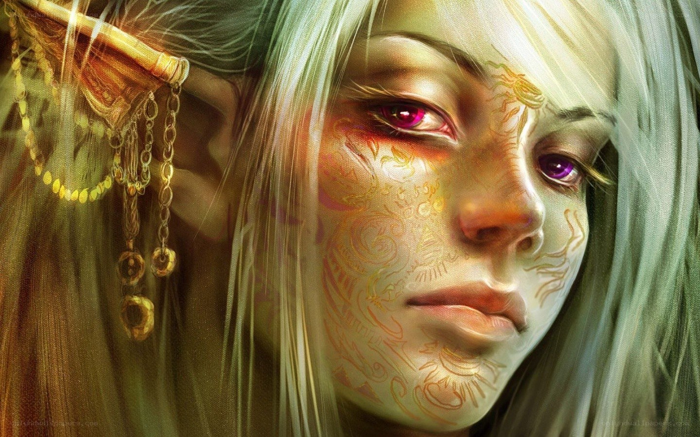 elf with golden tattoos