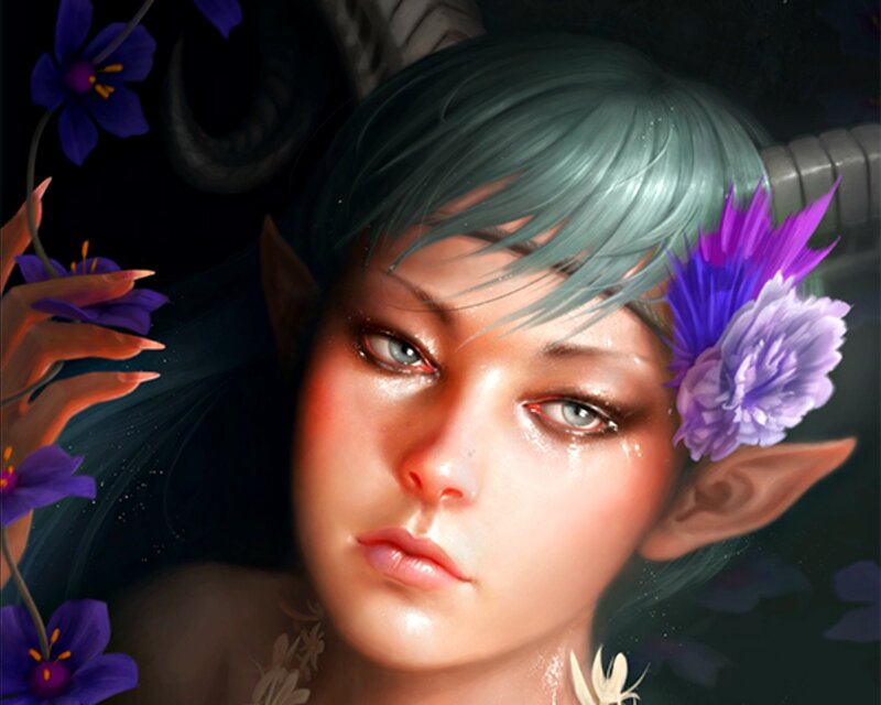 Elf with Green Hair — Dramatic