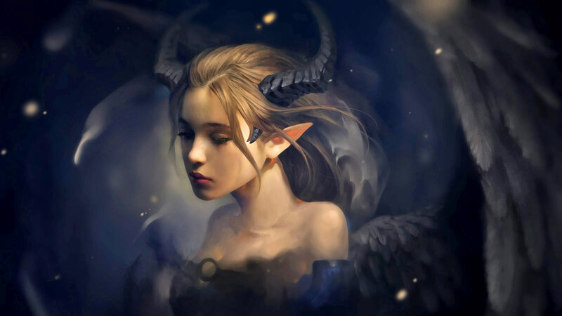 Elf with Horns and Wings — Blue