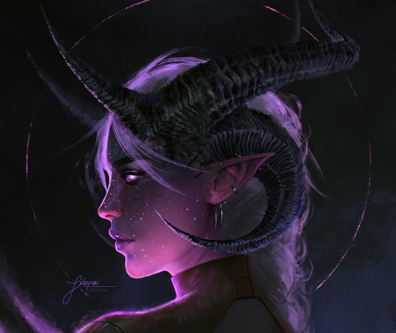 Elf with Horns in Profile