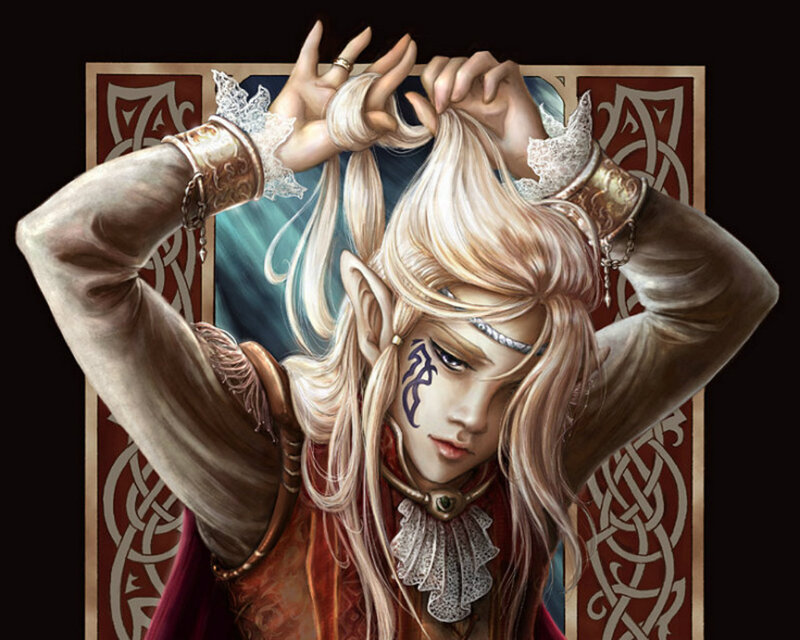 Elf with Long Blonde Hair — Red