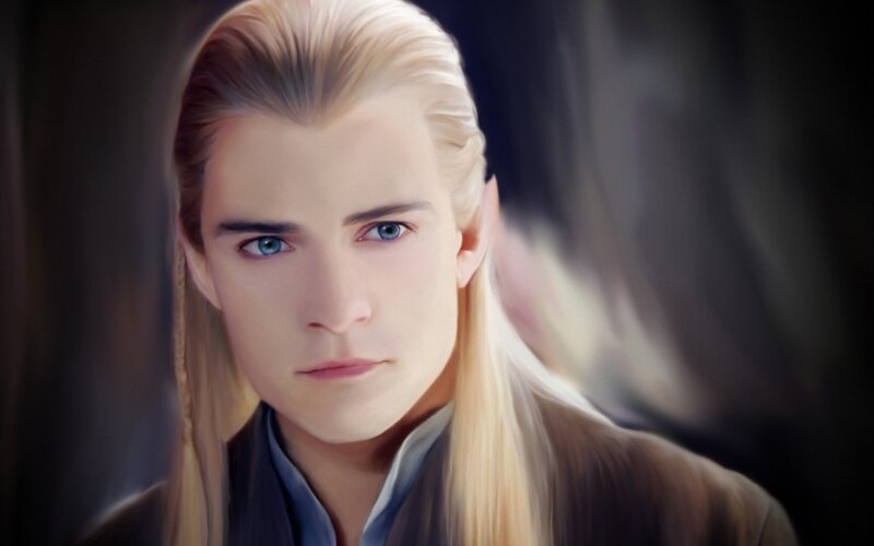 Elf with Long Blonde Hair — Serious