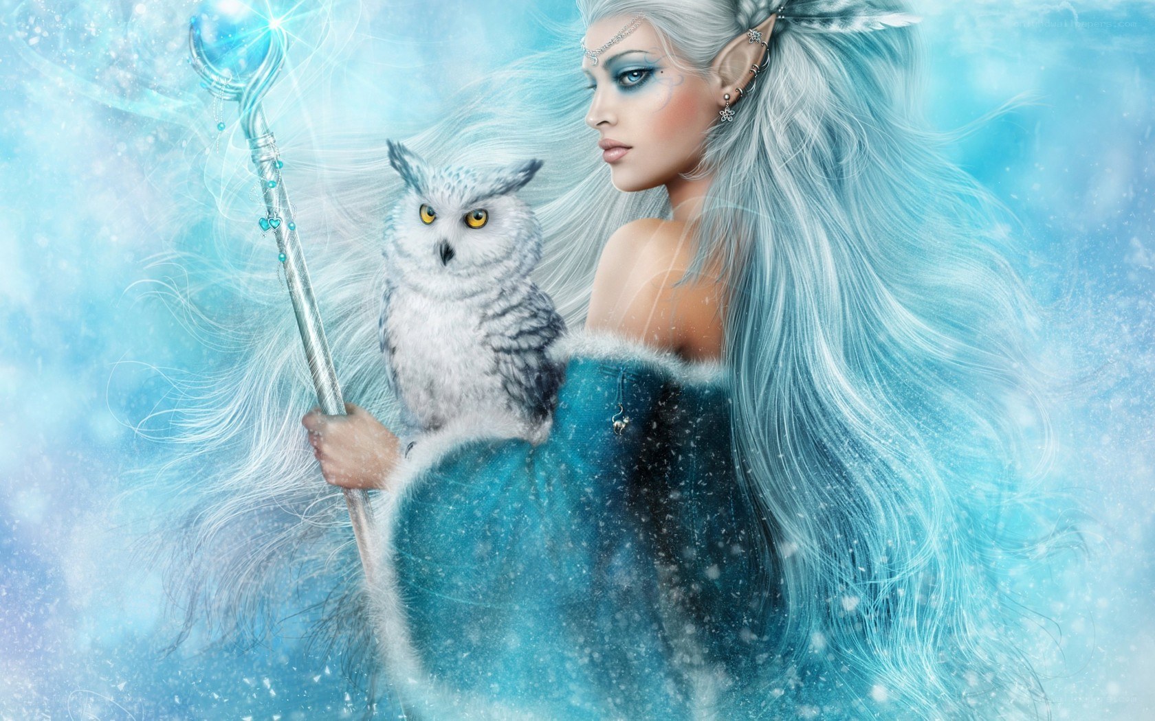 elf with owl and staff