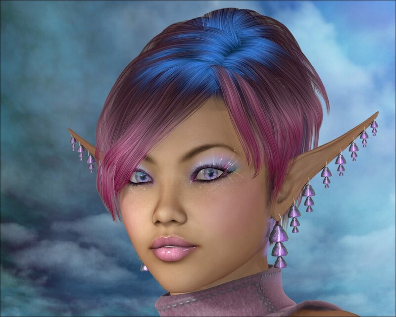 Elf with Pink and Blue Hair