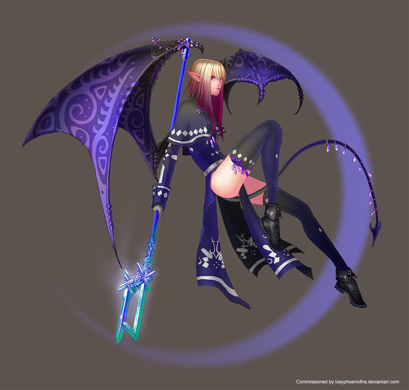 elf with purple wings and staff