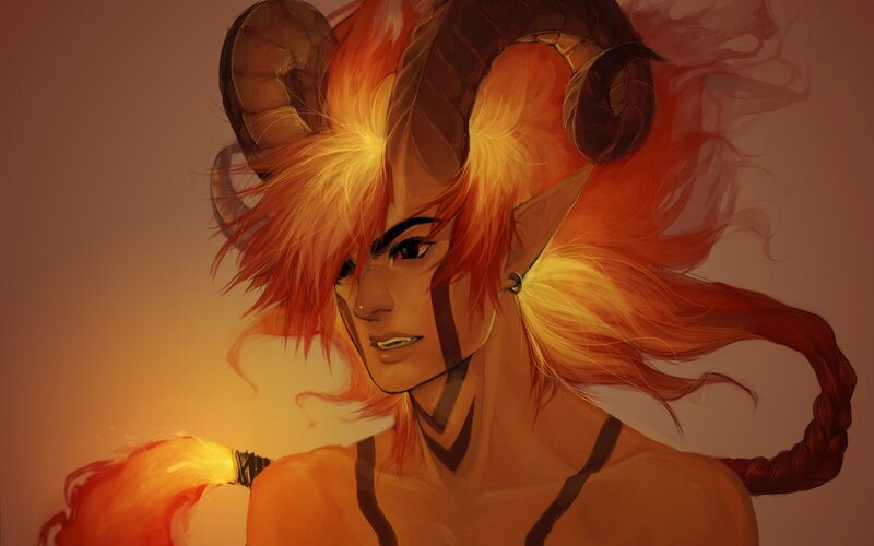 Elf with Ram Horns — Orange
