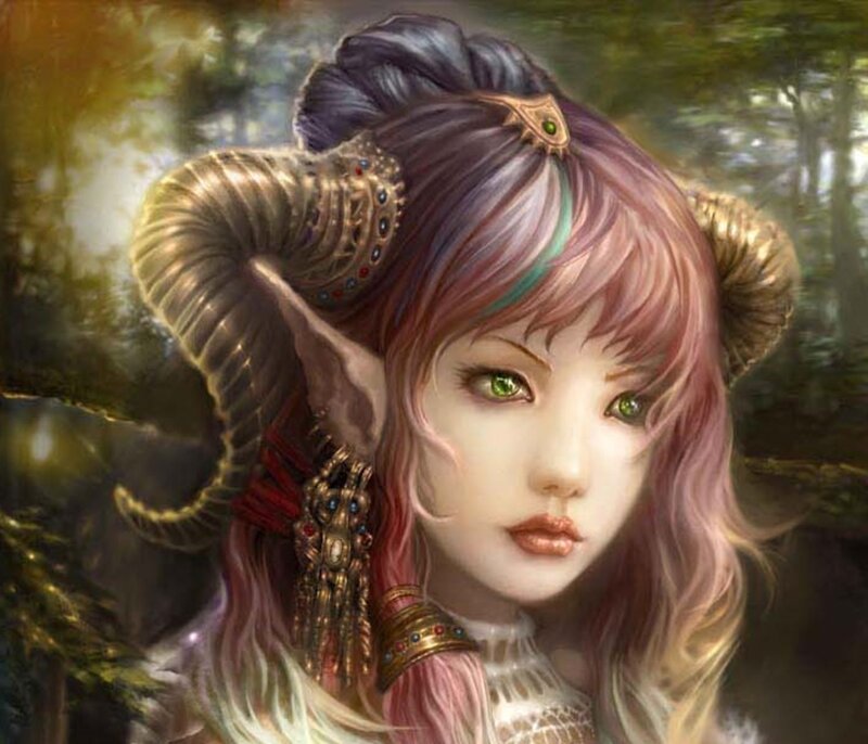 Elf with Ram Horns — Pink