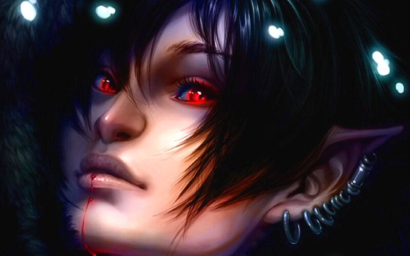 Elf with Red Eyes — Black