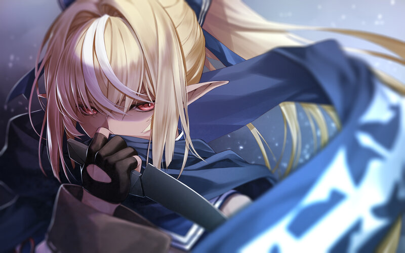 Elf with Red Eyes — Blue, Dramatic, Night