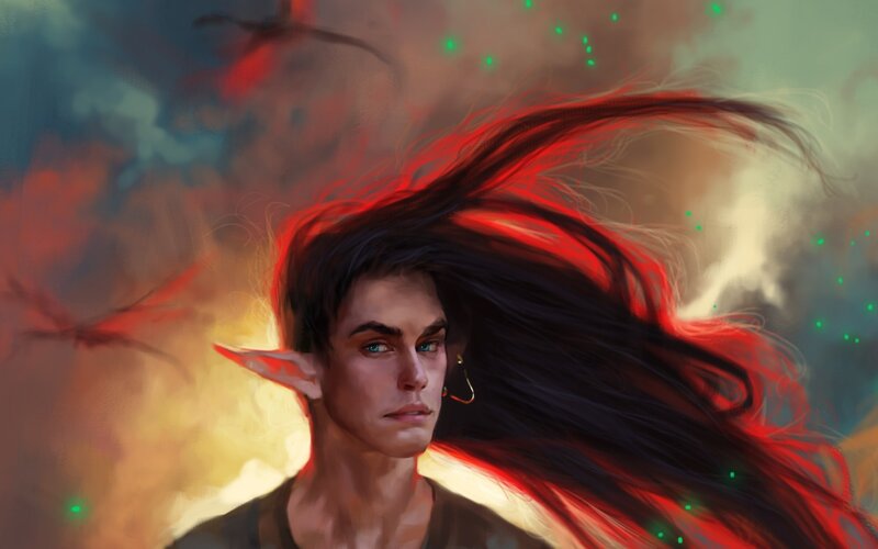 Elf with Red Hair — Dramatic, Digital Art, Ear