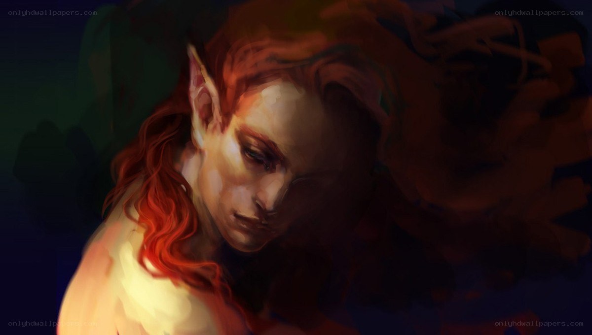 elf with red hair in dim light