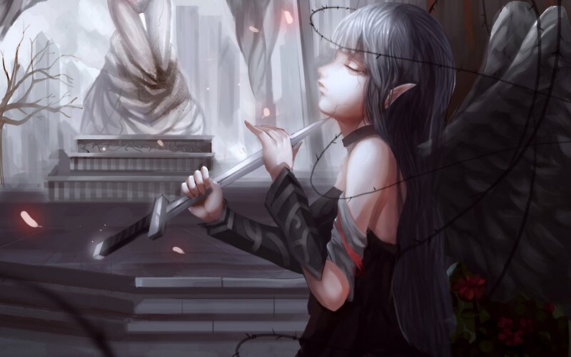 Elf with Sword and Wings